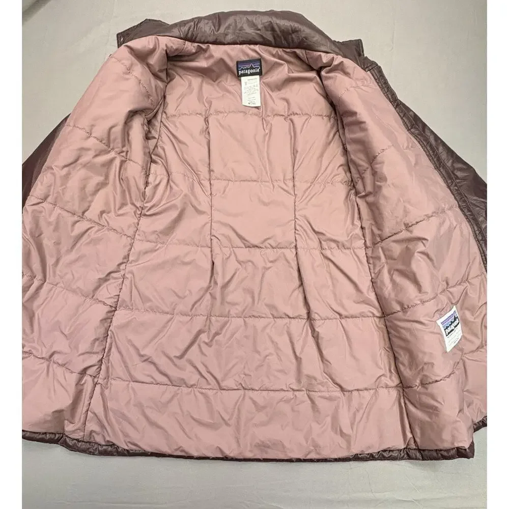 Patagonia Girls Medium 10 Insulated Long Coat Cocoa Parka Full Zip Pockets - Picture 12 of 14